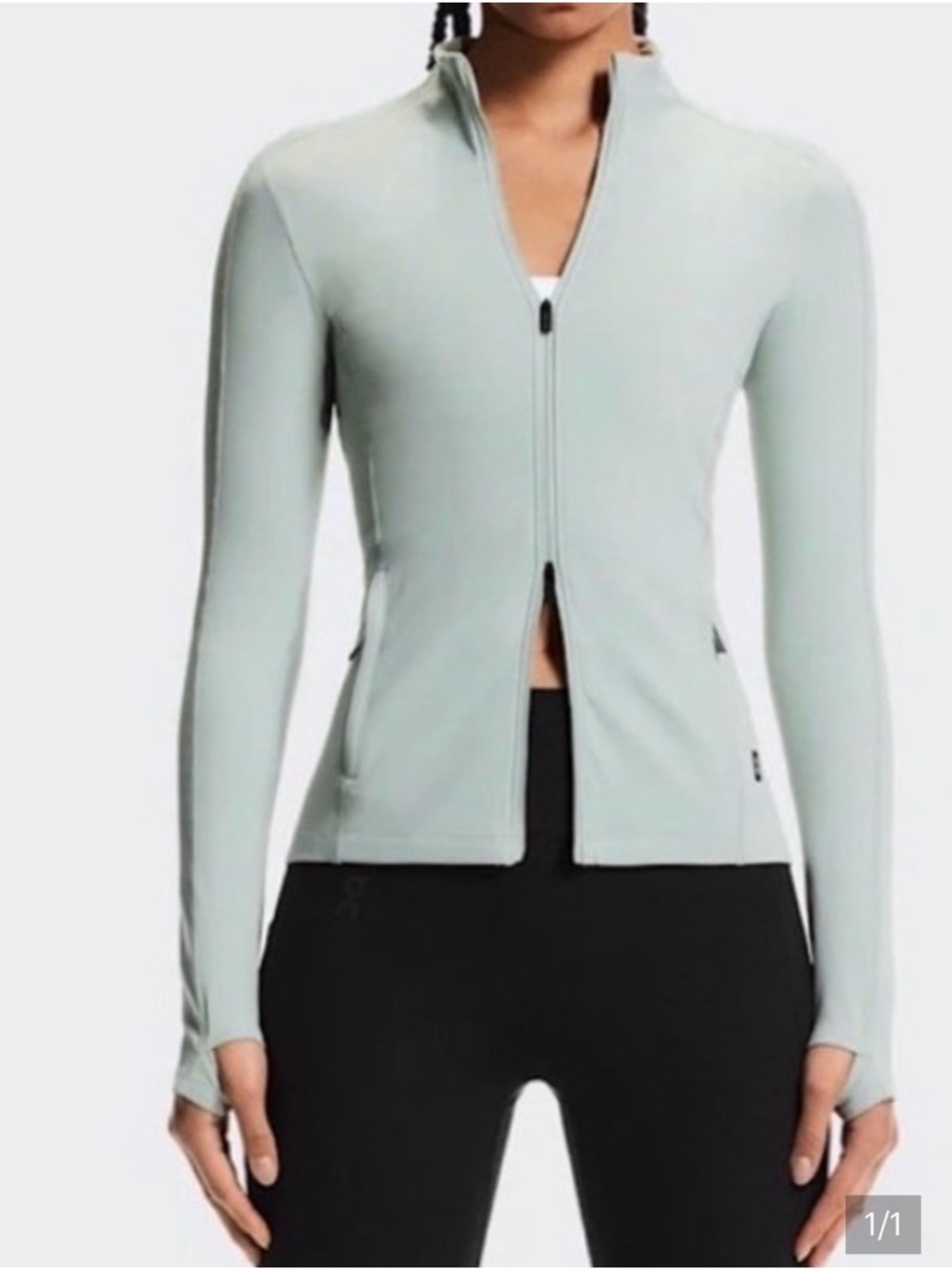 Light Mint Green Full-Zip Women's Jacket and black studio 7/8 leggings (2pieces)